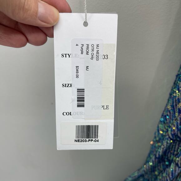 Madison James SZ 4 Purple/Blue‎ Sequin 2-Piece Racer Back Mermaid Prom Dress - Picture 14 of 16